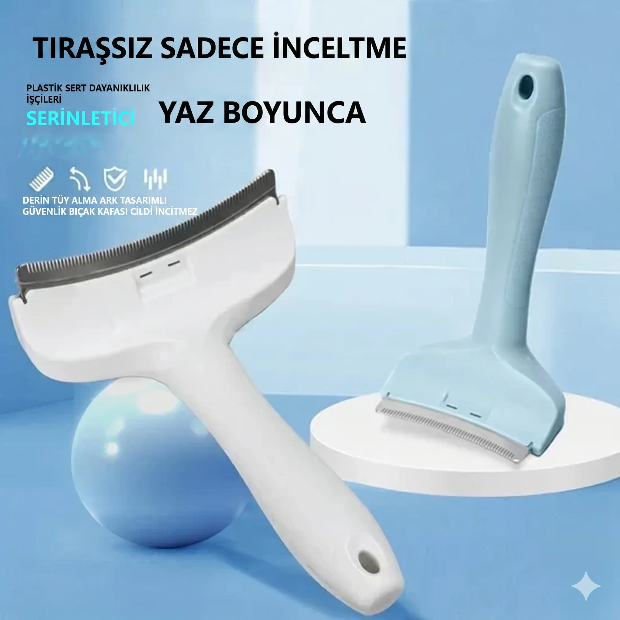 Furmantör Kedi/Köpek Evcil Hayvan Tarağı Eğimli Tasarım - Image 4