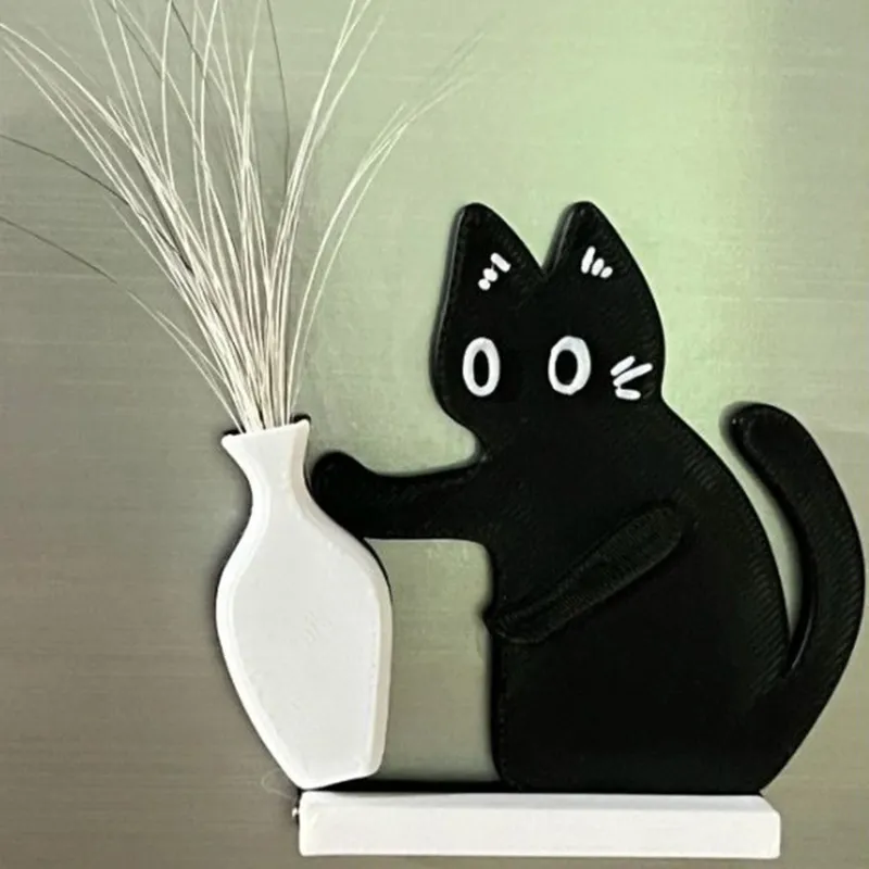 Kedi Bıyığı Toplayıcı Vazolu Buzdolabı Süsü - Image 6